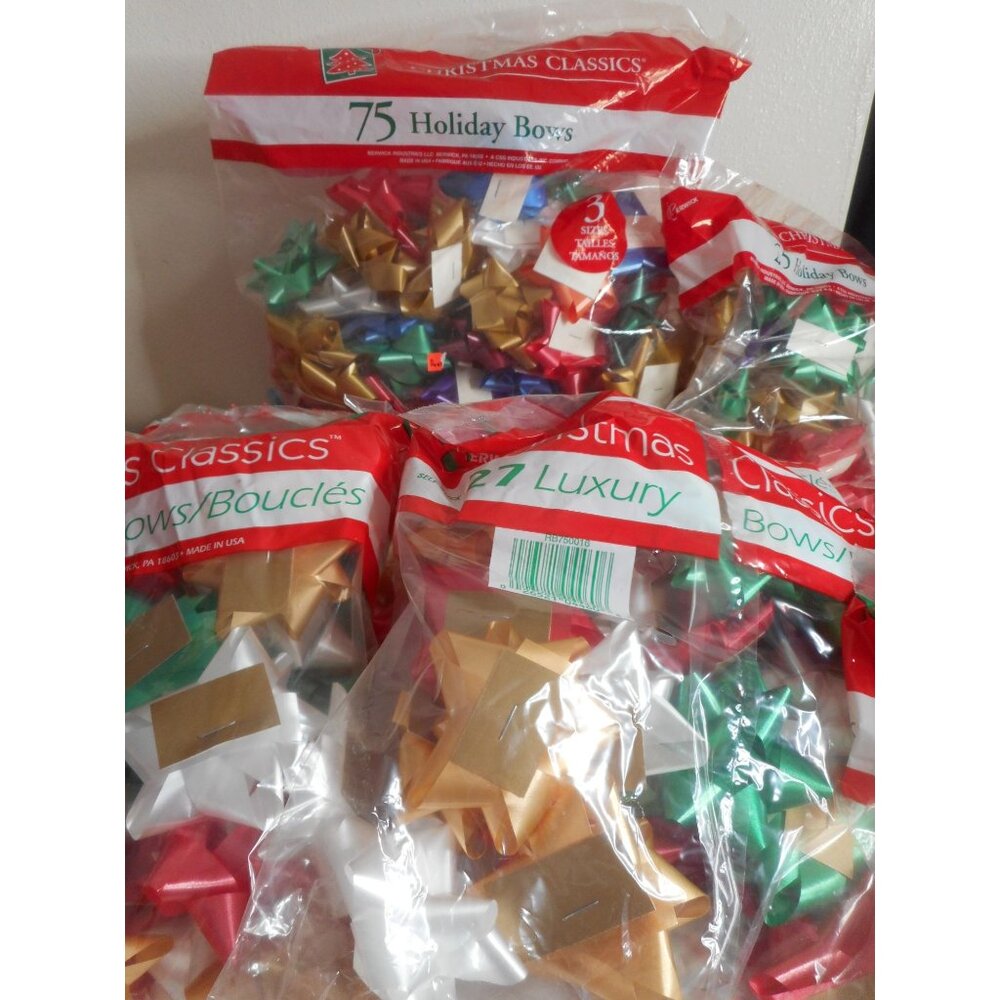 NIB Lot of 370 Gift Bows (12 bags) Peel'n Stick multicolor